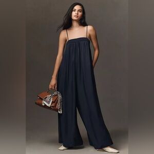 Anthropologie Maeve Waistless Wide-Leg Jumpsuit Navy Medium Tall